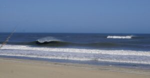 a wave on a sandbar in OBX